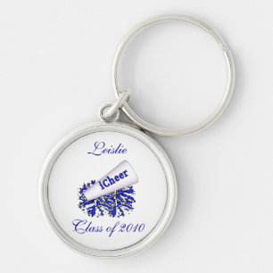 Porte-clés Porte - clé fait sur commande bleu de pom-pom girl