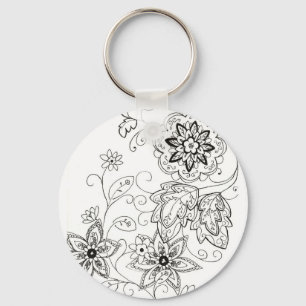 Porte-clés Porte - clé floral de dessin