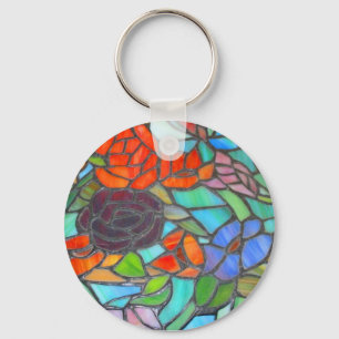 Porte-clés Porte - clé floral en verre tendu