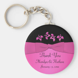 Porte-clés Porte - clé floral noir et rose