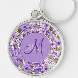Porte-clés Porte - clé floral pourpre et blanc de joli