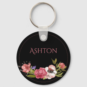 Porte-clés Porte - clé floral rose personnalisé