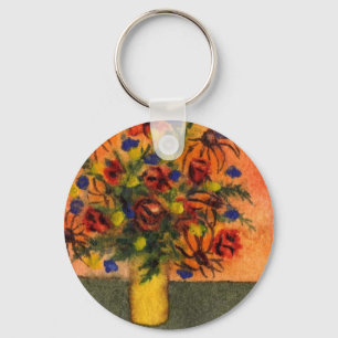 Porte-clés porte - clé floral "Vase jaune"