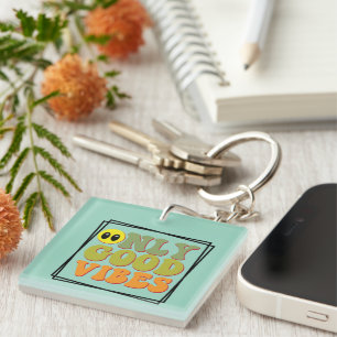 Porte-clés Porte - clé Good Vibes Wordart Inspiration uniquem