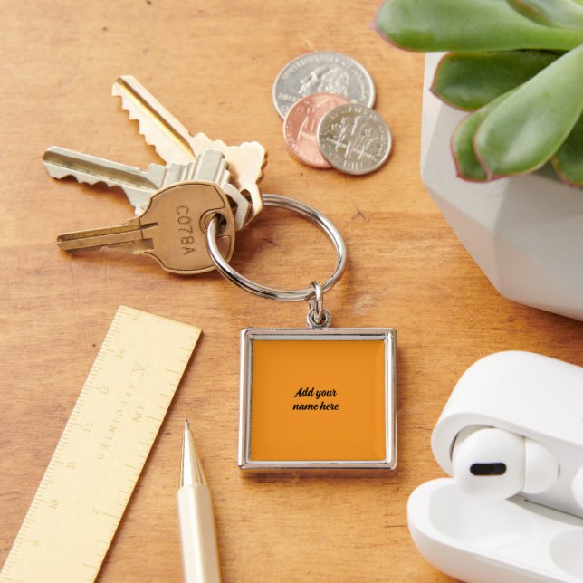 Porte-clés Porte - clé grand Carré orange personnalisé (Bureau)