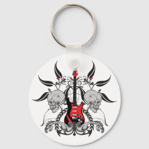 Porte-clés Porte - clé grunge de guitare et de crâne