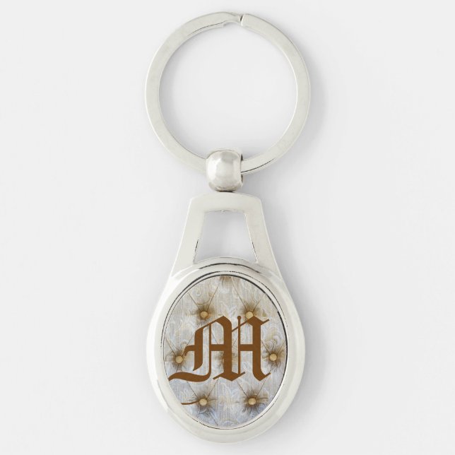 Porte-clés Porte - clé initial du monogramme en tissu Pintuck (Devant)
