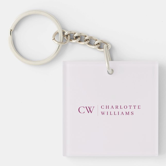 Porte-clés Porte - clé initial monogramme personnalisé rose (Devant)