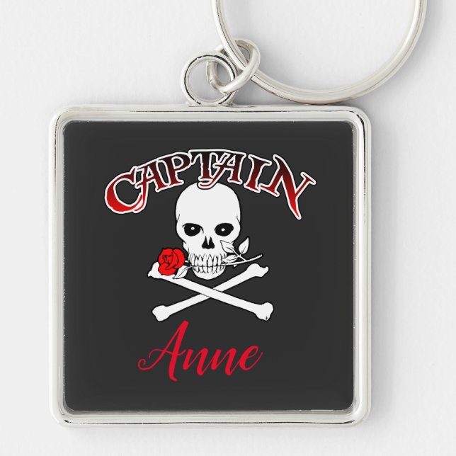 Porte-clés Porte - clé Jolly roger personnalisé (Rose) (Devant)