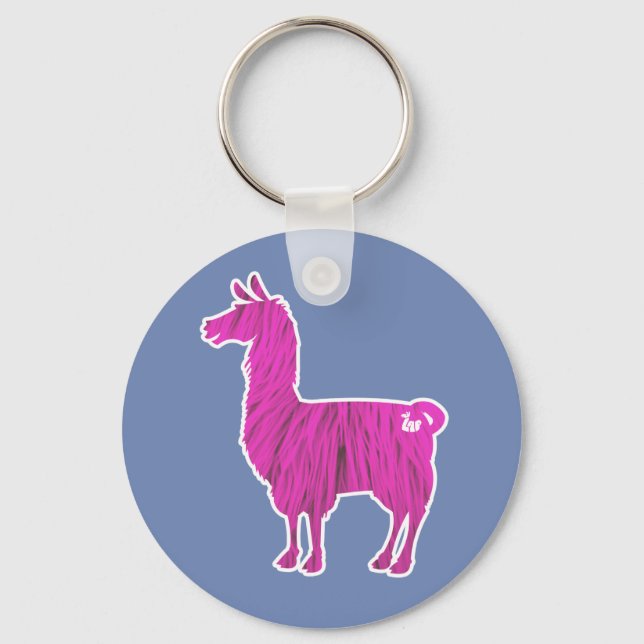 Porte-clés Porte - clé Llama en fleur rose (Recto)