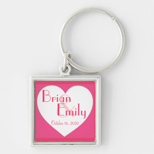 Porte-clés Porte - clé mariage personnalisable à coeur blanc  (Devant)