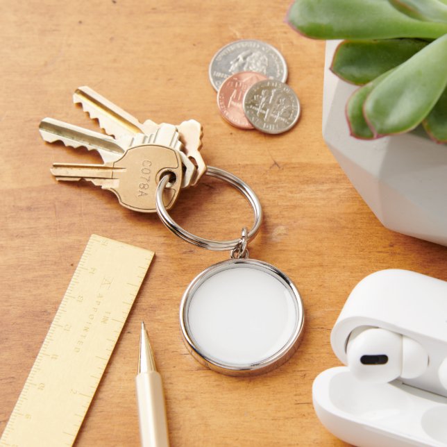 Porte-clés Porte - clé métallique rond blanc (Bureau)