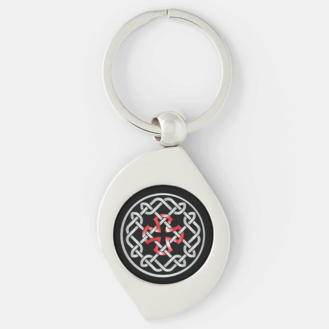Porte-clés Porte - clé métallique rouge noeud celtique (Devant)
