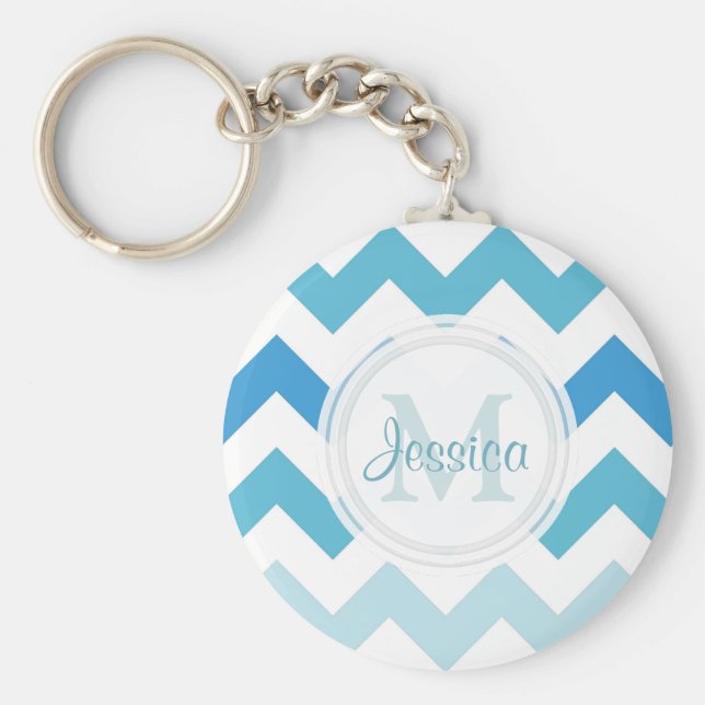 Porte-clés Porte - clé Monogram Sea Blue Chevron (Devant)