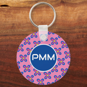 Porte-clés Porte - clé Monogramme bleu/rose