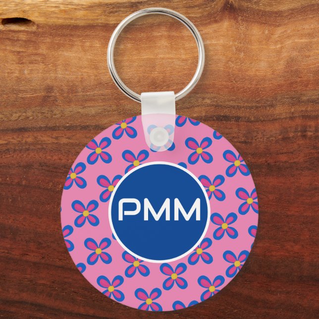 Porte-clés Porte - clé Monogramme bleu/rose (Recto)