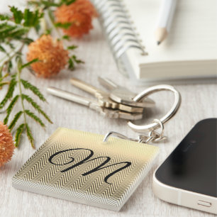 Porte-clés Porte - clé Monogramme Chevron Gold Classy