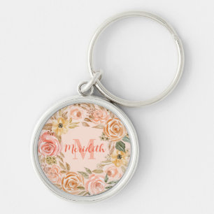Porte-clés Porte - clé monogramme de  de fleurs rose