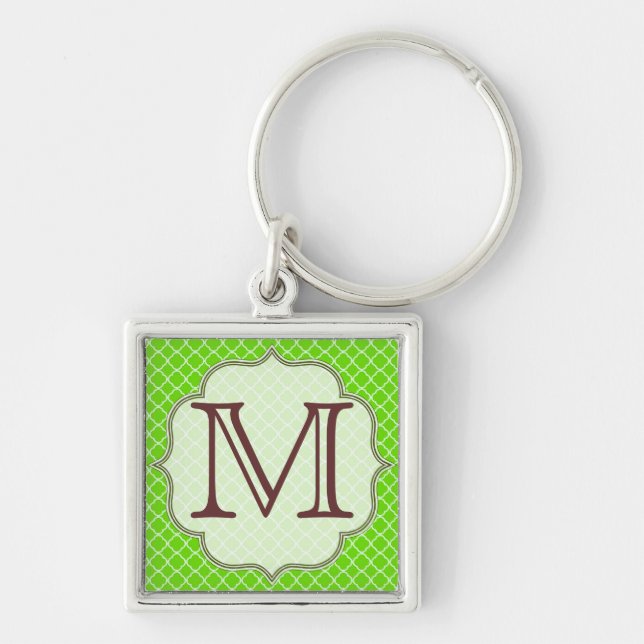 Porte-clés Porte - clé Monogramme en latti vert citron (Devant)
