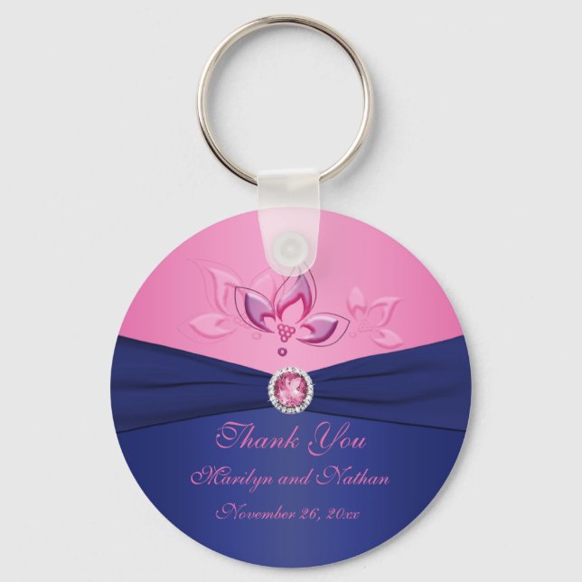 Porte-clés Porte - clé monogramme marine et rose (Recto)