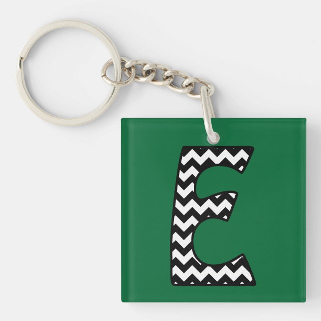 Porte-clés Porte - clé Monogramme personnalisé : E : Chevrons (Devant)