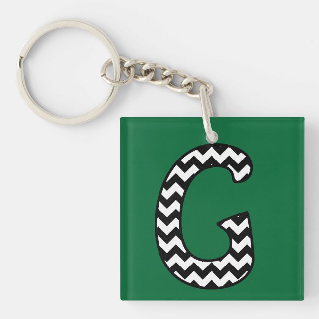 Porte-clés Porte - clé Monogramme personnalisé : G : Chevrons (Devant)