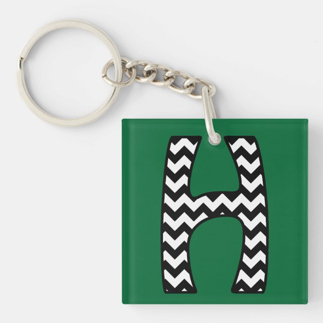 Porte-clés Porte - clé Monogramme personnalisé : H : Chevrons (Devant)