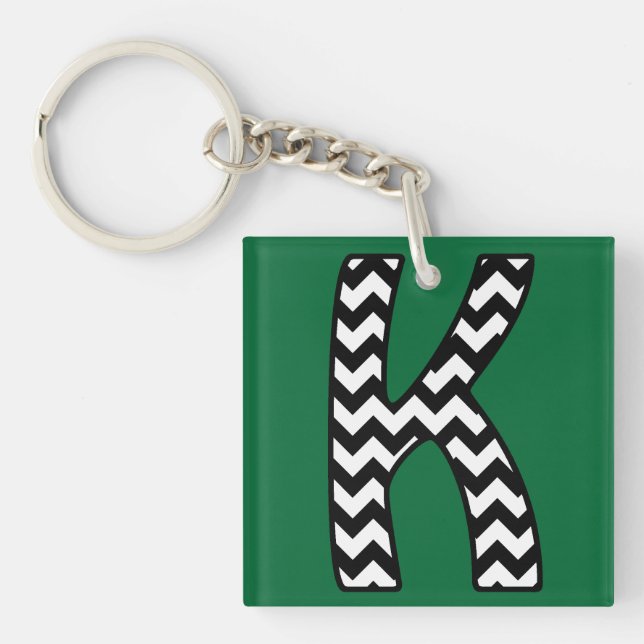 Porte-clés Porte - clé Monogramme personnalisé : K : Chevrons (Devant)