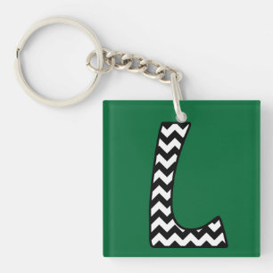 Porte-clés Porte - clé Monogramme personnalisé : L : Chevrons