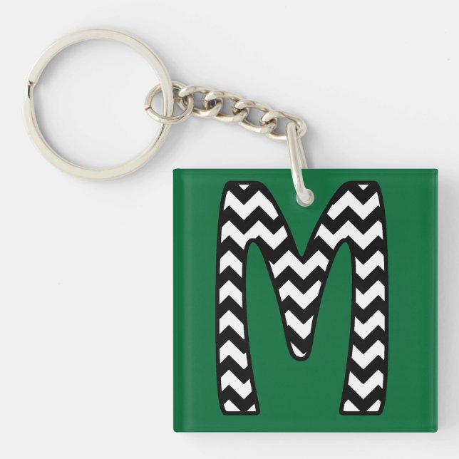 Porte-clés Porte - clé Monogramme personnalisé : M : Chevrons (Devant)