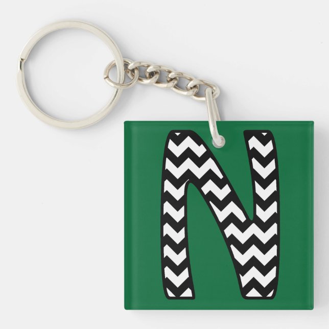 Porte-clés Porte - clé Monogramme personnalisé : N : Chevrons (Devant)