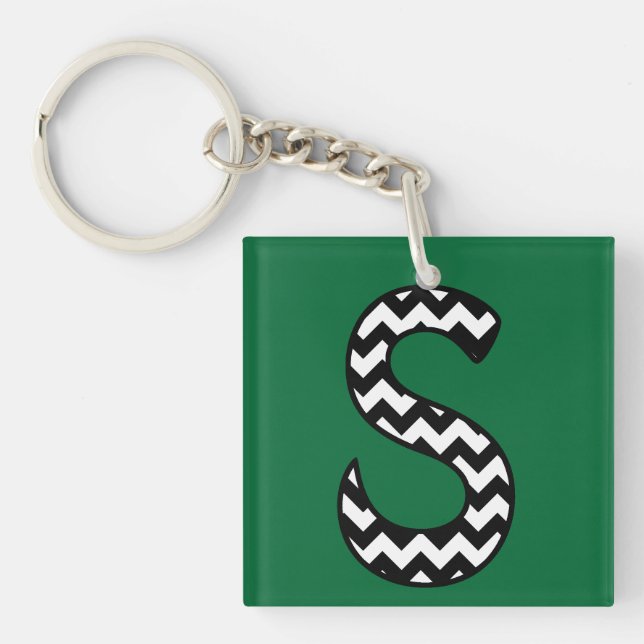 Porte-clés Porte - clé Monogramme personnalisé : S : Chevrons (Devant)