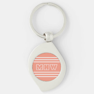 Porte-clés porte - clé monogramme personnalisé saumon Stripes