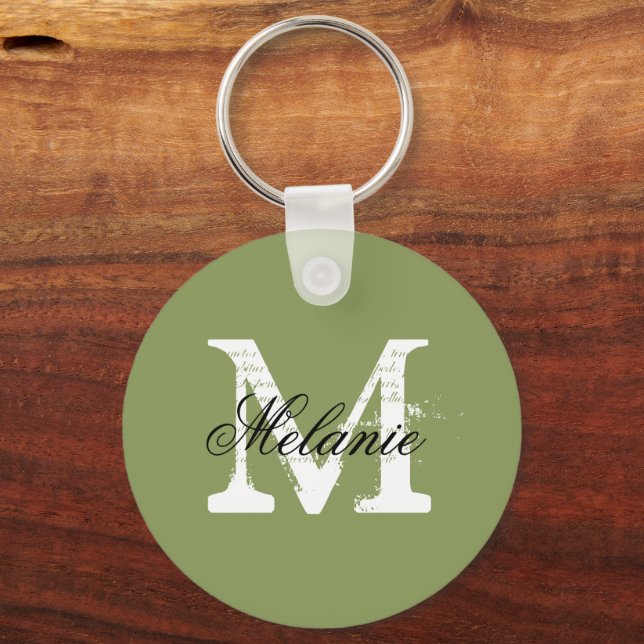 Porte-clés Porte - clé monogramme personnalisé vert mousse (Recto)