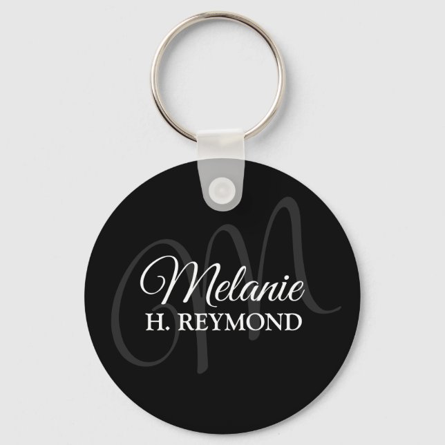 Porte-clés porte - clé noir avec nom (Recto)