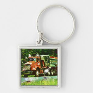 Porte-clés Porte - clé ORANGE d'art de CAMION de GRAVIER de