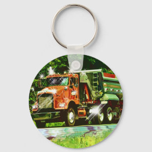 Porte-clés Porte - clé ORANGE d'art de CAMION de GRAVIER de