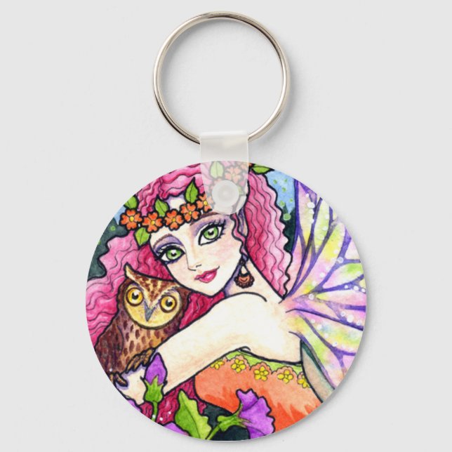 Porte-clés Porte - clé Owl Flower Imaginaire par Ann Howard (Recto)