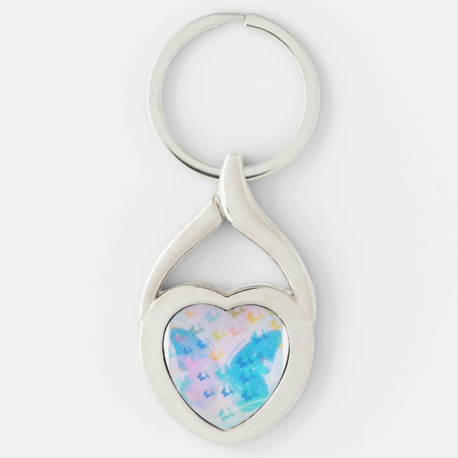 Porte-clés Porte - clé papillon du coeur nuageux (Devant)