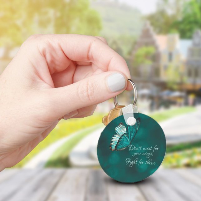 Porte-clés Porte - clé papillon turquoise et noire (Créateur téléchargé)