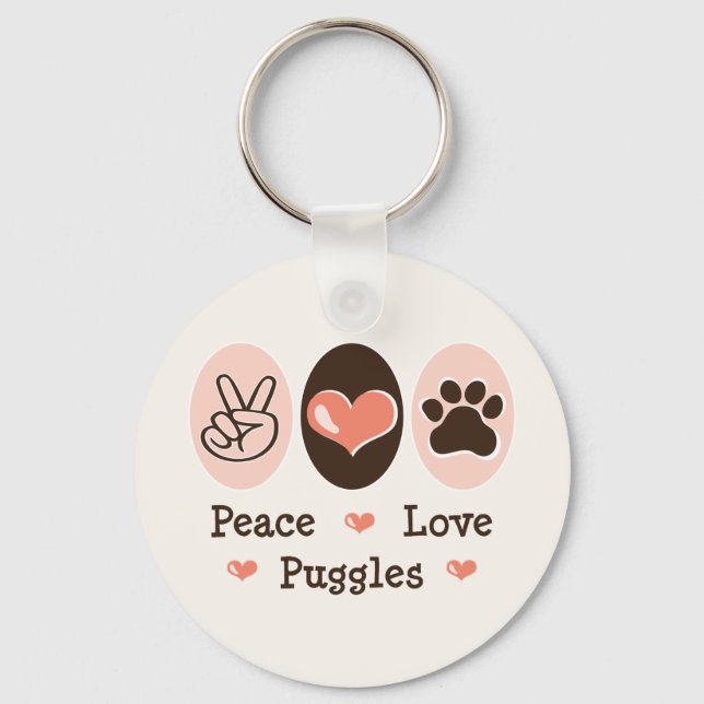 Porte-clés Porte - clé Peace Love Puggles (Recto)