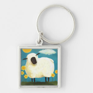 Porte-clés Porte - clé pelucheux de moutons et de fleurs de