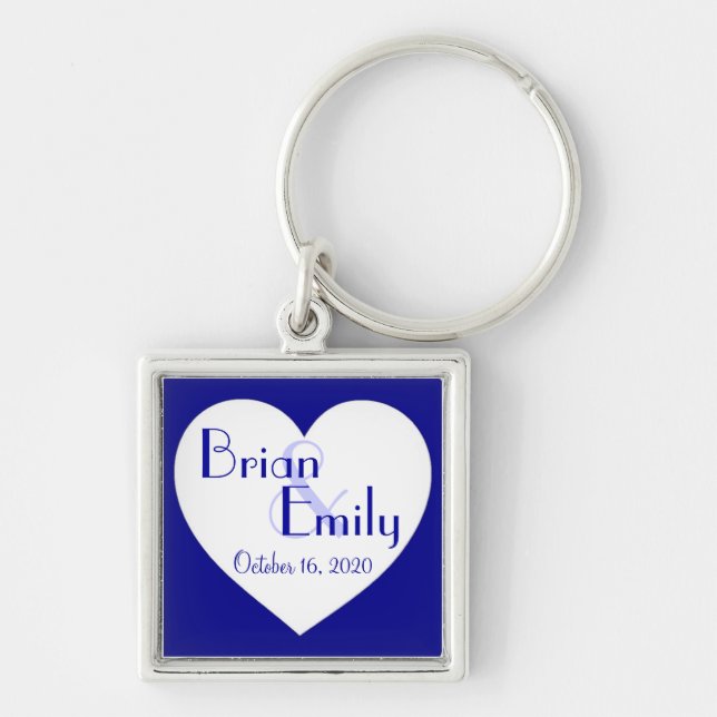 Porte-clés Porte - clé personnalisable à coeur blanc bleu sim (Devant)