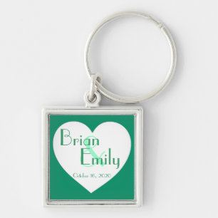 Porte-clés Porte - clé personnalisable à coeur blanc vert sim