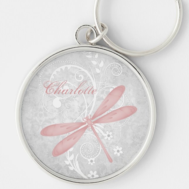 Porte-clés Porte - clé personnalisé de libellule rose (Devant)