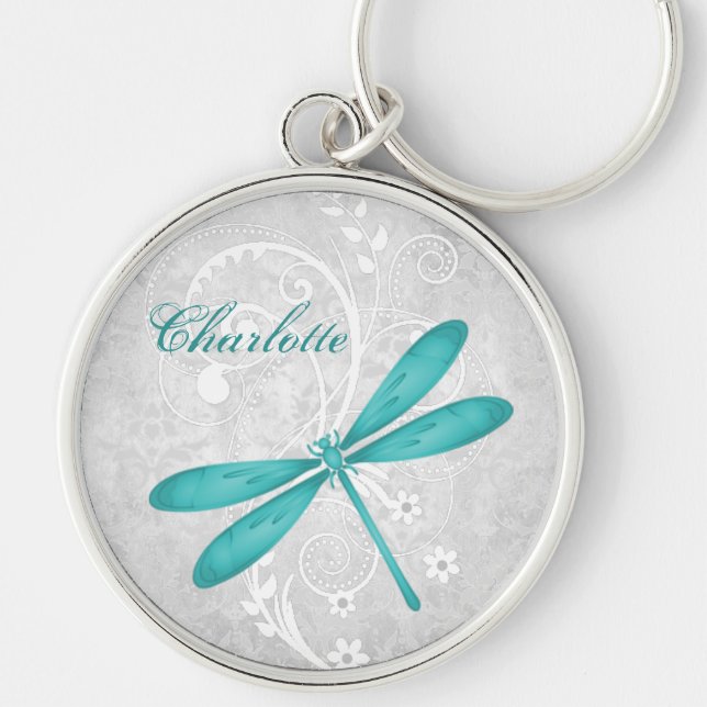 Porte-clés Porte - clé personnalisé de libellule turquoise (Devant)