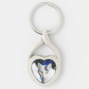Porte-clés Porte - clé personnalisé en forme de coeur de chat