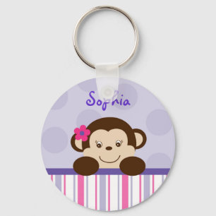 Porte-clés Porte - clé personnalisé par singe doux de fille