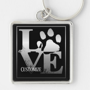 Porte-clés Porte - clé personnalisé Silver Love Paws