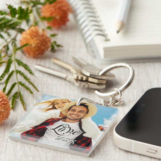 Porte-clés Porte - clé photo personnalisé (Devant Droit)